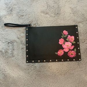 White House Black Market black handbag with poppies